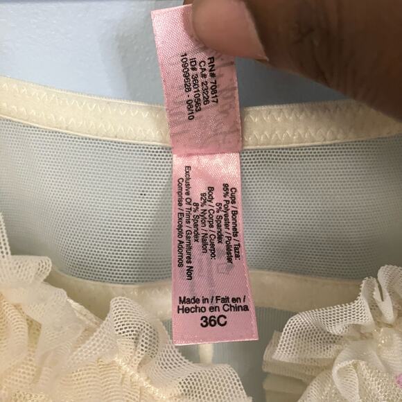 Victoria's Secret Sexy Little Thing Ivory Sequin Mesh Babydoll Nighty Size 36C - Picture 5 of 6